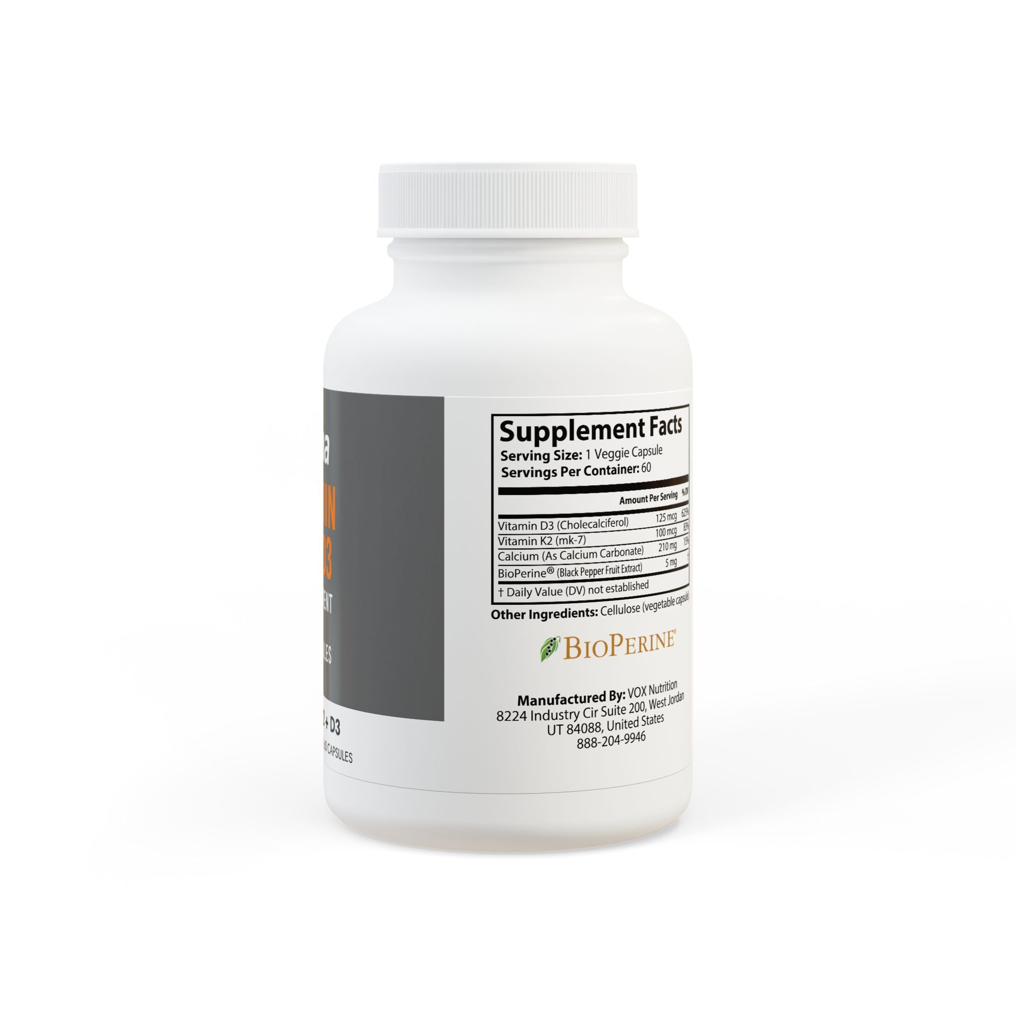 Vitamin K2 + D3 Supplement (60 Capsules)